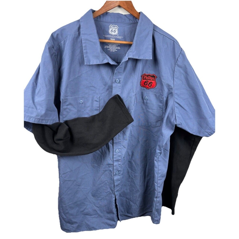 Phillips 66 Racing Every Friday Night Short Sleeve Work Shirt 2XL w/ Long John